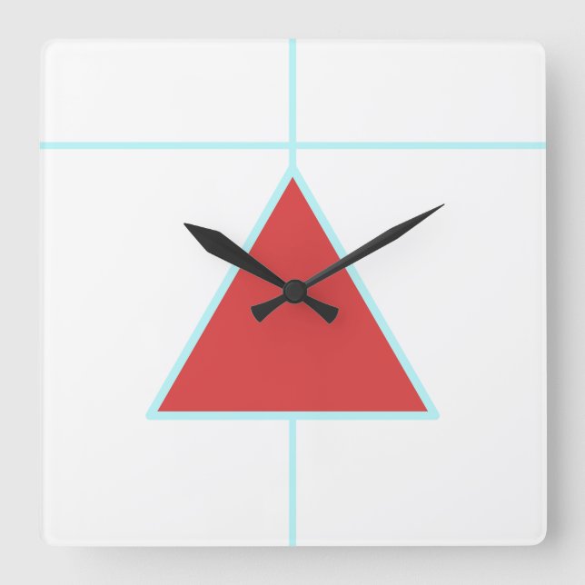 Carrée Horloge Mur Acrylique Triangle Rouge (Recto)