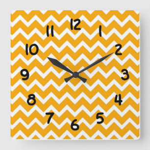 Carrée Horloge orange et blanche d'accent moderne de