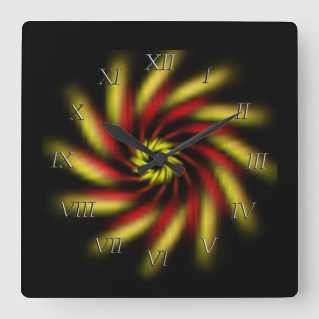 Carrée Horloge - Pinwheel en noir (Recto)