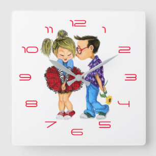 Carrée Horloge pour joli couple