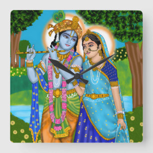 Carrée Horloge Radha Krishna