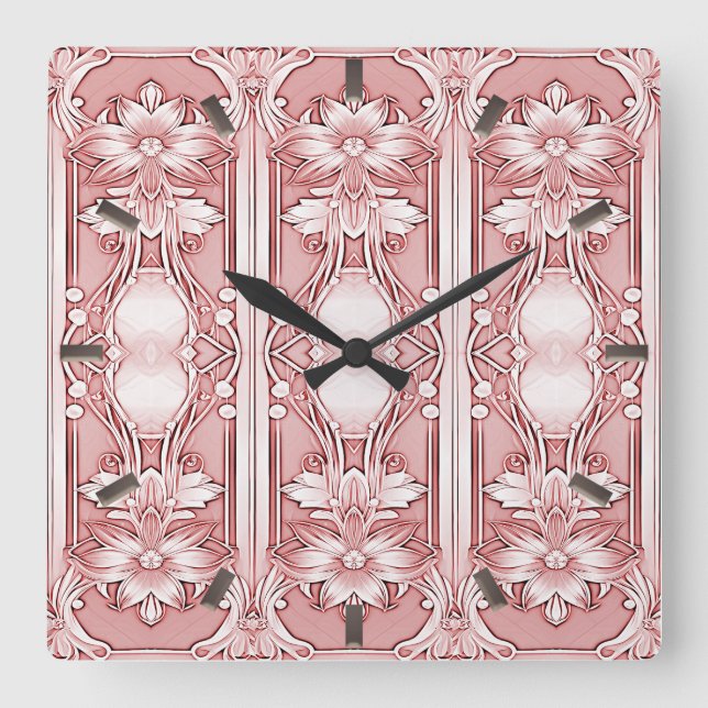 Carrée Horloge rose florale (Recto)