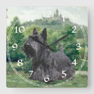Carrée Horloge Scottish Terrier