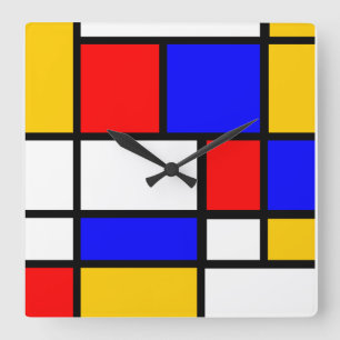Carrée Horloge style Mondrian
