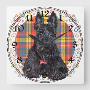 Carrée Horloge Terrier Écossais