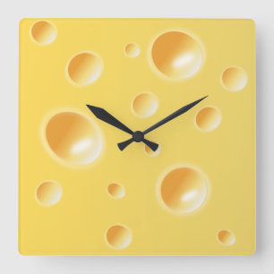 Carrée Horloge unique de cuisine de texture jaune de