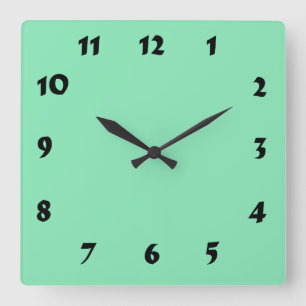 Carrée Horloge verte à menthe pastel numérique modifiable