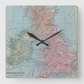 Carrée Horloge vintage de carte de la Grande-Bretagne