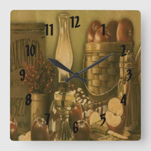 Carrée Horloge vintage d'impression de panier d'Apple de