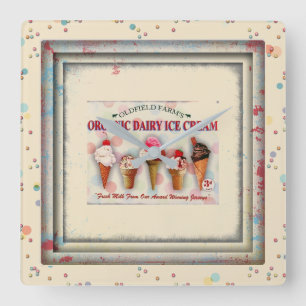 Carrée horloge vintage du glacier