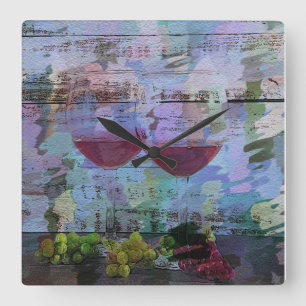 Carrée Impressions de vin Horloge Art numérique