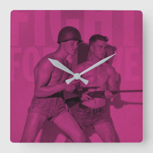 Carrée Lutte vintage pour l'amour Fierté Carré Horloge mu