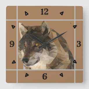Carrée Magnifique Horloge De Loup Basse Poly