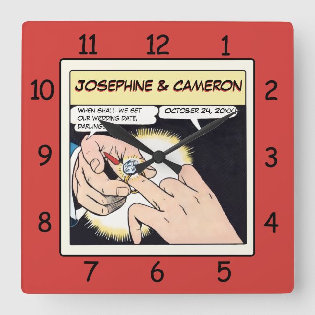 Carrée Mariage Bling Style Bling Horloge rouge (Recto)