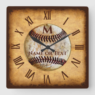Carrée Monogramme cool et horloge de baseball personnalis