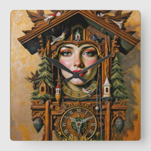 Carrée « Muse intemporelle » – Portrait d'une horloge à c