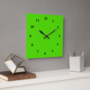 Carrée Neon Green Horloge Couleur personnalisée Votre pro