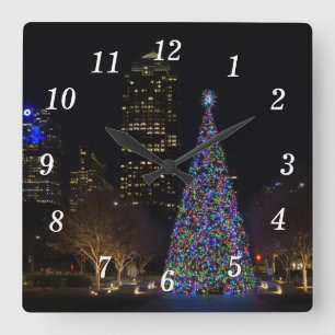 Carrée Noël Dans Le Centre-Ville De Dallas Horloge Mur