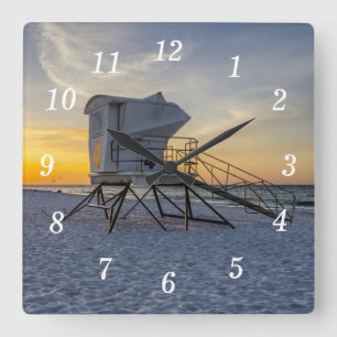 Carrée Pensacola Lifeguard Station Sunrise Wall Horloge