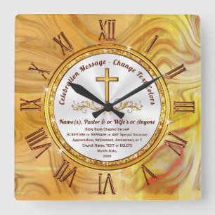 Carrée Personnalisé, Horloge avec Verset Bible ou votre t