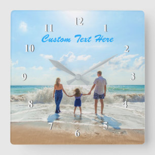 Carrée Personnalisez votre photo et votre horloge texte C