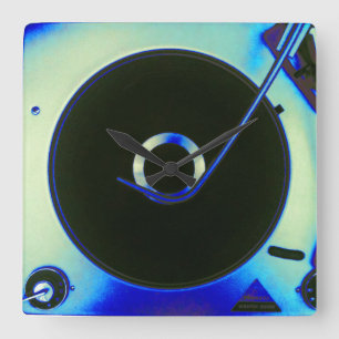 Carrée Rétro horloge vintage de joueur de disque vinyle