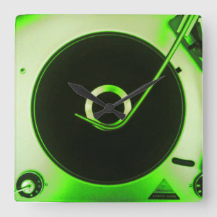 Carrée Rétro horloge vintage de joueur de disque vinyle