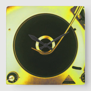 Carrée Rétro horloge vintage de joueur de disque vinyle