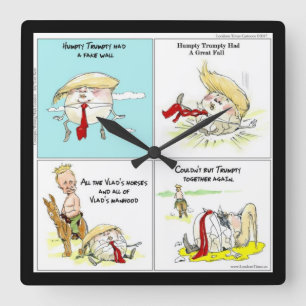 Carrée Rick London "Trumpty Dumpty" Funky Wall Horloge