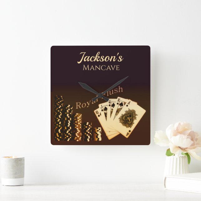 Carrée Royal Flush Poker Horloge Mur À Thème (Maison)