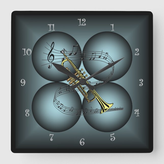 Carrée Trompette ~ 4 Globe ~ Horloge musicale ~Échelle mu (Recto)