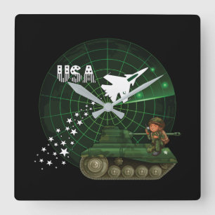 Carrée U.S. Horloge militaire de radar de l'Armée de