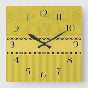 Carrée Ville Abstrait à l'envers Horloge Gold avec des ba