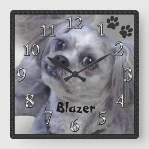 Carrée Votre PHOTO de chienchien et horloge personnalisé