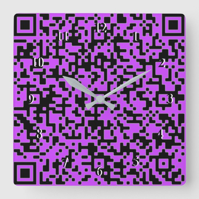 Carrée Votre QR Code Scan Info Purple Horloge - Couleur p (Recto)