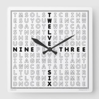 Carrée Word Search Horloge avec puzzle téléchargeable (no