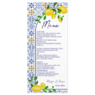 Carrelage bleu italien aquarelle citron menu maria