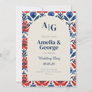 Carrelage bleu Talavera Faire-part de mariage mexi