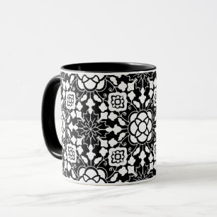 Carrelage marocain floral, Mug noir et blanc