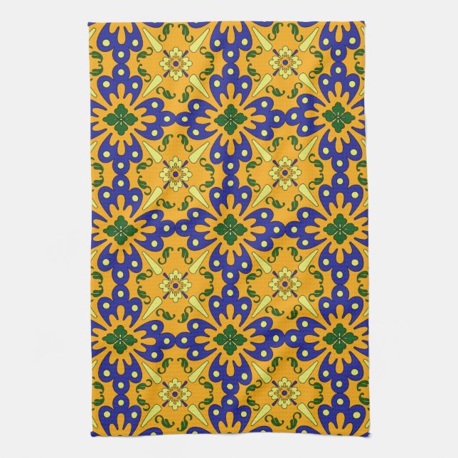 Carrelage orange bleu jaune espagnol Serviette de  (Vertical)