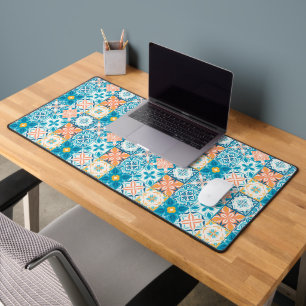 Carrelage orange et bleu