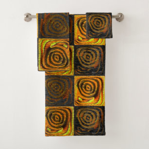 Carrés jaunâtres et cercles en mosaïque rustique