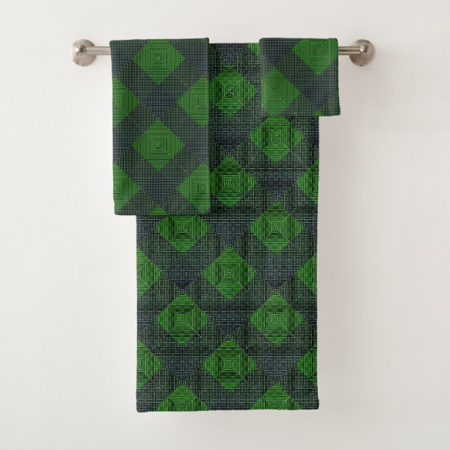Carrés ou style d'échecs noirs et verts (En situation)