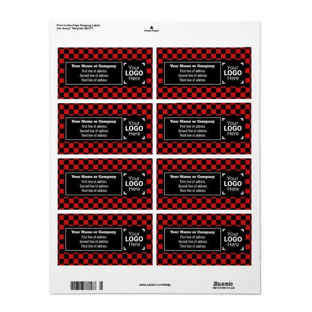 Carrés rouge et noir brillant - Petite entreprise (Feuille entière)