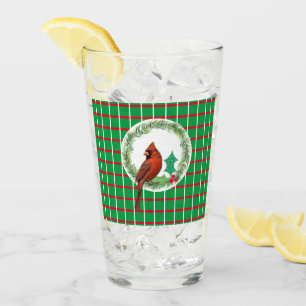 Carrés verts avec Red & White Lines Coupe en verre