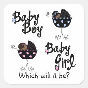 Carriage African American Gender Reveal Stickers