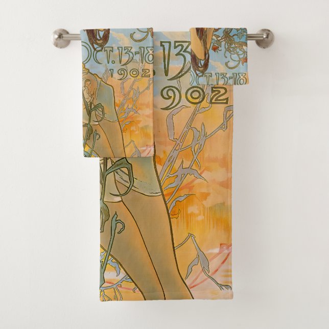 Carriage Dealers by Alphonse Mucha (1902)  Bath Towel Set (Insitu)