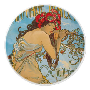 Carriage Dealers by Alphonse Mucha (1902) Ceramic Knob