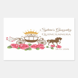 Carriage, horses, crown, roses Quinceanera Sticker