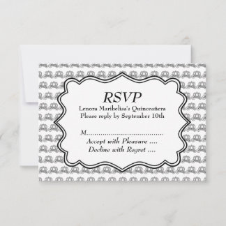 Carriage Pattern Quinceanera RSVP Card